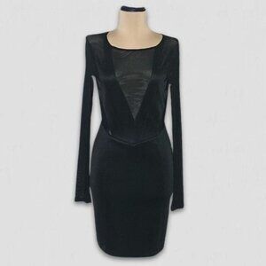 Ark & Co Mini Dress Backless Bodycon Sheer Mesh Panels Cut Out Detail Black sz M